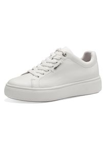 Tamaris Damen Plateausneaker, Gr. 41, weiß, Leder, sportlich, Schuhe, Freizeitschuh, Halbschuh, Schnürschh mit Wechselfußbett