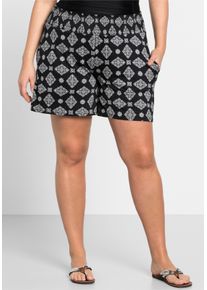 sheego Gro&szlig;e Gr&ouml;&szlig;en Lockere Shorts mit Smokbund, schwarz bedruckt, Gr&ouml;&szlig;e 46 - Damen