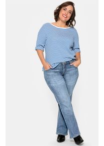 sheego Große Größen Bootcut-Jeans mit Used-Effekten, blue denim, Größe 21 - Damen