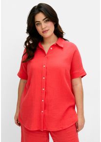 sheego Große Größen Hemdbluse in Musselinqualität, hummer, Größe 52 - Damen