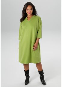 ANISTON PLUS Damen Jerseykleid, grün, feminin, Gr. 52, unifarben, Jersey, Obermaterial: 70% Polyester, 25% Viskose, 5% Elasthan, Kleider, mit