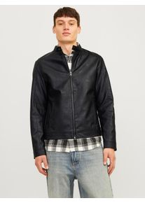 Jack & Jones JACK & JONES Herren Lederimitatjacke "JJEDYLAN CLEAN PU JACKET NOOS", schwarz, modisch, Gr. M, unifarben, Web, Obermaterial: 88% Polyester, 9%