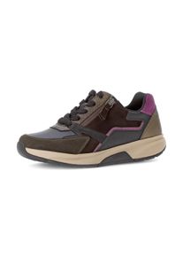 Damen Keilsneaker, Gabor Rollingsoft, Gr. 36dunkelbraun, schwarz kombiniert, Kalbsleder, Ziegenveloursleder, kontrastfarbene Details, sportlich,