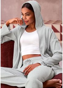 French Connection Sweatjacke 'FCRib2024' grau Gr. 48/50 für Damen. Mit Badge, Logoschriftzug. Bequem. Nachhaltig.