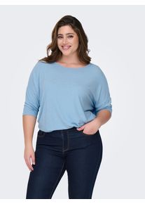 Only CARMAKOMA Damen 3/4-Arm-Shirt "CARLAMOUR 3/4 TOP JRS NOOS"soft chambray, casual, Gr. XL, unifarben, Single Jersey, Obermaterial: 65% Polyester,