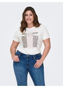 Only CARMAKOMA Damen Kurzarmshirt "CARBRINNA LIFE SS REG TEE JRS"cloud dancer print:never doubt your instinct, modisch, Gr. M, bedruckt, Jersey,