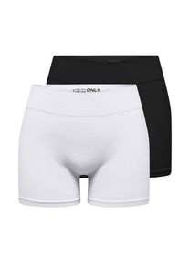 Only Damen Hotpants "ONLVICKY S-LESS MINI SHORTS 2-PACK"schwarz pack:schwarz, weiß, modisch, Gr. XS, unifarben, Obermaterial: 94% Polyamid, 6%