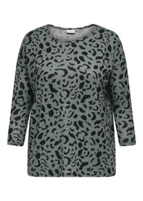 Only CARMAKOMA Damen 3/4-Arm-Shirt "CARALBA 3/4 TOP NOOS"chinois grün aop:moon dot, casual, Gr. M, bedruckt, Single Jersey, Obermaterial: 95%
