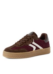 Tamaris Damen Plateausneaker, Gr. 39merlot kombiniert, Veloursleder, Glattleder, kontrastfarbene Details, sportlich, Schuhe, Freizeitschuh,
