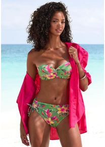 Lascana Damen Bügel-Bandeau-Bikini-Top "Malia"salbei, pink bedruckt, Gr. 34, bedruckt, floral, Microfaser, Polyamid, Microfaser, Bikini-Oberteile,