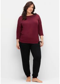 sheego Große Größen Oversize-Shirt mit Wordingprint, weinrot, Größe 52/54 - Damen