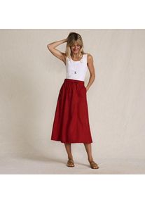 LANDS' END Midirock aus Leinenmix, Damen,  Orange, Leinen/Viskose, by Lands' End