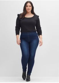 sheego Große Größen Jeggings in individueller Waschung, dark blue denim, Größe 50 - Damen