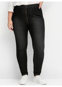 sheego Große Größen Jeggings in individueller Waschung, black denim, Größe 56 - Damen