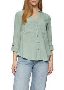 QS Damen Hemdbluselind grün, casual, Gr. 38, unifarben, Obermaterial: 100% Viskose, Blusen, mit Turn-Up Ärmeln