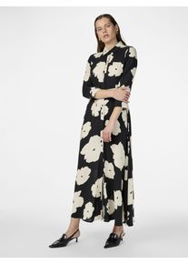 Y.A.S Damen Hemdblusenkleid "YASSAVANNA LONG SHIRT DRESS", schwarz, modisch, Gr. XS, bedruckt, Web, Obermaterial: 100% Viskose, Kleider, mit 3/4 Ärmel