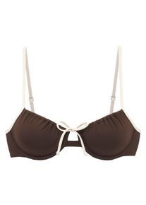 Damen Bügel-Bikini-Top "Emma", braun, Gr. 42, Copenhagen Studios, Recycling-Polyamid, Bikini-Oberteile, mit Kontrastdetails