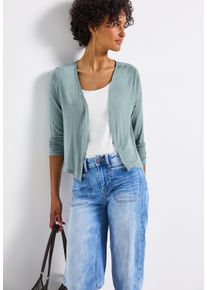 Street One Damen Shirtjacke "Style Suse"arona blau, casual, Gr. 40, Jersey, Obermaterial: 91% Viskose, 9% Elasthan, Shirts, mit 3/4-Ärmel