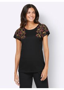 Damen Longshirt "Longshirt", schwarz, Gr. 52, geblümt, gemustert, bedruckt, unifarben, 100% Baumwolle, Shirts