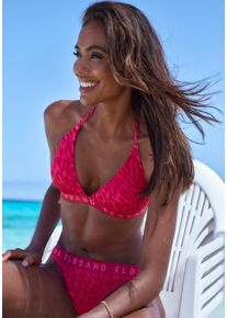 ELBSAND Damen Triangel-Bikini, rot, Gr. 38, Recycling-Polyamid, Bikini-Sets, mit Markenschriftzug