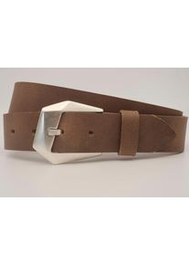 AnnaMatoni Damen Ledergürtel, grau, casual, Gr. 105, unifarben, Rindsleder, Gürtel, mit silberner Schließe