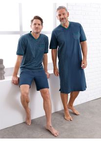 King´S Club KINGS CLUB Herren Nachthemd "Nachthemd", Gr. 44, blau, 100% Baumwolle, unifarben, bedruckt, gemustert, Kleider