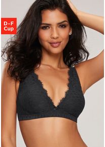 Lascana Damen Bralette-BH "Cara", Gr. 65, schwarz, Spitze, Obermaterial: 88% Polyamid, 12% Elasthan, feminin, BHs, ohne Bügel im edlen High-Apex