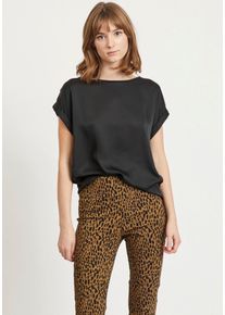 Vila Damen Shirtbluse "VIELETTE", schwarz, feminin, Gr. 36, gepflegt, Jersey, Satin, Obermaterial: 100% Polyester. Rücken: 97% Viskose, 3% Elasthan,