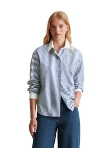 Marc O'Polo Damen Langarmbluse, blau, casual, Gr. S, MARC O'POLO DENIM, gestreift, Web, Obermaterial: 100% Baumwolle, Blusen, gestreift, weißer Kragen und