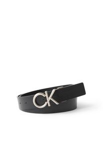 Calvin Klein Damen Ledergürtel "CK HALLMARK LOGO 35MM ADJ"schwarz, pewter, casual, Gr. 95, unifarben, Rindsleder, Gürtel