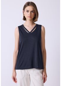 Damen Trägertopschwarz void blau, casual, Gr. 40, STREET ONE STUDIO, unifarben, Stoff, 80% Polyester, 20% Viskose, Tops, aus elastischem Materialmix