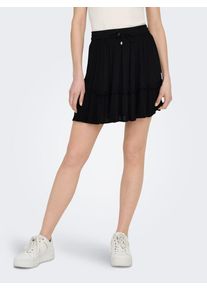 Only Damen Minirock "ONLIBIZA LIFE SHORT SKIRT WVN NOOS", schwarz, casual, Gr. S, unifarben, Web, Obermaterial: 100% Viskose, Röcke, mit Volant