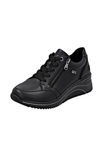 Remonte Damen Keilsneaker, Gr. 40, schwarz, Leder, Lederimitat, unifarben, sportlich, Schuhe, Freizeitschuh, Halbschuh, Schnürschuh mit goldfarbenem
