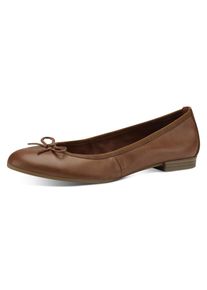 Tamaris Damen Ballerina, Gr. 37, braun, Leder, klassisch, Schuhe, Flats, Slipper, Businessschuh mit dekorativer Schleife