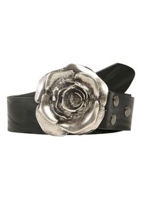 Damen Ledergürtel, schwarz, modisch, Gr. 110, RETTUNGSRING BY SHOWROOM 019, unifarben, Rindsleder, Gürtel, mit austauschbarer Schließe >Rose<