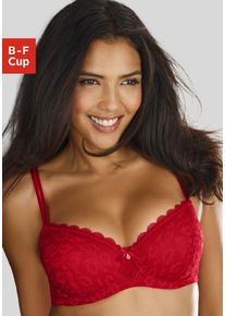Vivance Damen Schalen-BH, Gr. 85, rot, Microtouch, Spitze, Obermaterial: 63% Polyamid, 27% Polyester, 10% Elasthan, feminin, BHs, aus Spitze in