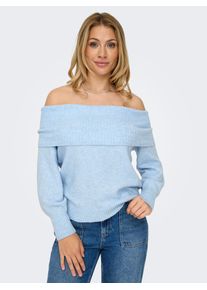 Only Damen Carmenpullover "ONLJEANETT LIFE L/S OFF SHOULDER CC KNT", blau, modisch, Gr. L, meliert, Strick, Obermaterial: 88% Polyester, 6% Elasthan,