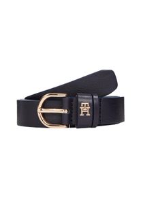 Tommy Hilfiger Damen Ledergürtel "ESSENTIAL EFFORTLESS 2.5", blau, casual, Gr. 70, unifarben, Rindsleder, Gürtel, Logoemblem, weiche Haptik, ovale