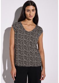 Street One Damen Shirttop, schwarz, casual, Gr. 38, gemustert, Jersey, Obermaterial: 95% Viskose, 5% Elasthan, Tops, mit grafischem Muster und