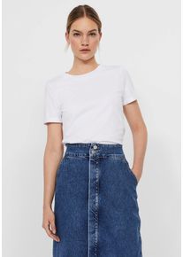 Véro Moda VERO MODA Damen Rundhalsshirt "VMPAULA", weiß, Basic, Gr. XL, unifarben, Jersey, Obermaterial: 100% Baumwolle, Shirts