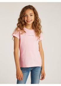 Mädchen T-Shirt "MICRO MONOGRAM TOP", pink, casual, Gr. 16, Calvin Klein Jeans, Single Jersey, Obermaterial: 100% Baumwolle, Shirts, für Kinder bis