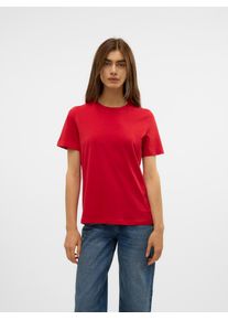 Véro Moda VERO MODA Damen Kurzarmshirt "VMPAULINA SS T-SHIRT GA JRS NOOS", rot, modisch, Gr. M, unifarben, Jersey, Obermaterial: 100% Baumwolle, Shirts
