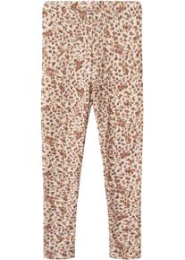 Wheat Mädchen Leggings "Wool Leggings Agi", rosa, casual, Gr. 116, geblümt, Jersey, Obermaterial: 100% Wolle, Hosen, aus reiner Wolle
