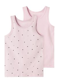 name it Kinder Unterhemd "NMFTANK TOP 2P WINSOME HEARTS NOOS", Gr. 110, rosa, Jersey, Obermaterial: 95% Baumwolle, 5% Elasthan, bedruckt, casual,