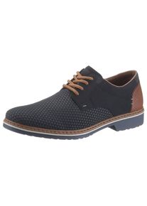 Rieker Herren Schnürschuh, Gr. 42, blau, Nubuklederimitat, Lederimitat, elegant, Schuhe, mit modischer Perforation, Freizeitschuh, Halbschuh,