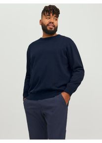 Jack & Jones PlusSize Herren Strickpullover "JJEBASIC KNIT CREW NECK NOOS PLS", blau, Basic, Gr. 5XL, JACK & JONES PLUSSIZE, unifarben, Strick, Obermaterial: 100%
