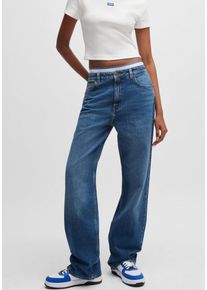 HUGO BLUE Damen Straight-Jeans "Elyah", blau, Basic, Gr. 27, Denim/Jeans, Obermaterial: 99% Baumwolle, 1% Elasthan, Jeans, Straight Fit Jeans mit