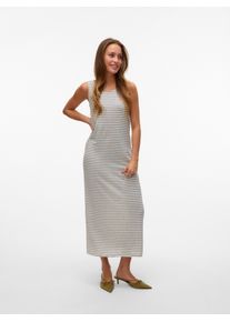 Véro Moda VERO MODA Damen Midikleid "VMGINA SL 7/8 DRESS JRS NOOS"oatmeal stripes:schwarz, modisch, Gr. L, gestreift, Jersey, Obermaterial: 51% Viskose, 37%