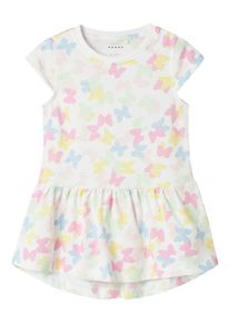 name it Mädchen Jerseykleid "NMFVIGGA CAPSL DRESS F1 NOOS"hellweiß aop:butterfly, modisch, Gr. 98, bedruckt, Jersey, Obermaterial: 100% Baumwolle,