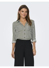 Only Damen Hemdbluse "OnlyASMIN SHIRT L/S WVN NOOS"grape leaf stripes:weiß, casual, Gr. M, gestreift, Web, Obermaterial: 100% Viskose, Blusen